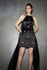 POLLY DRESS BLACK EMBROIDERED DUCHESSE