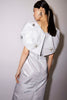 ROSELLA DRESS PALE BLUE EMBELLISHED METALLIC TAFFETA