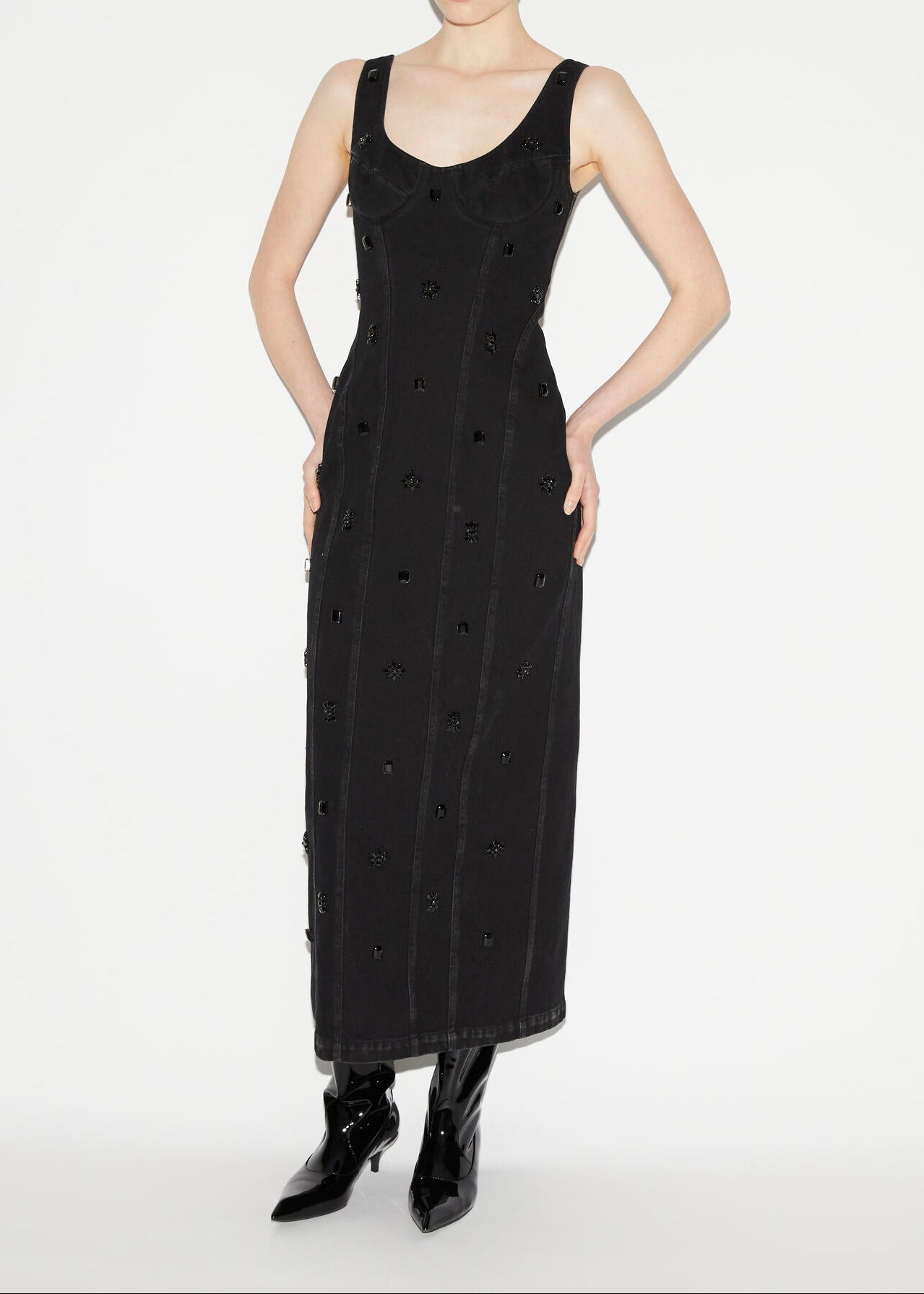 huishan zhang denim dress ROSEMARY BLACK EMBELLISHED – Ladies dresses Size:19.5
