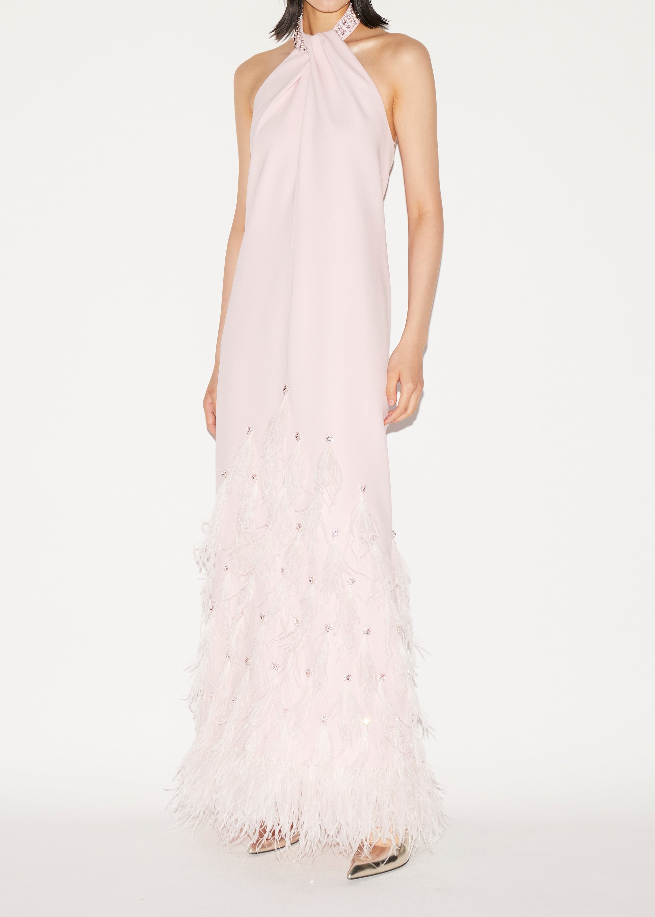 huishan zhang pink dress Kathy Dress Pink Embroidered Duchesse