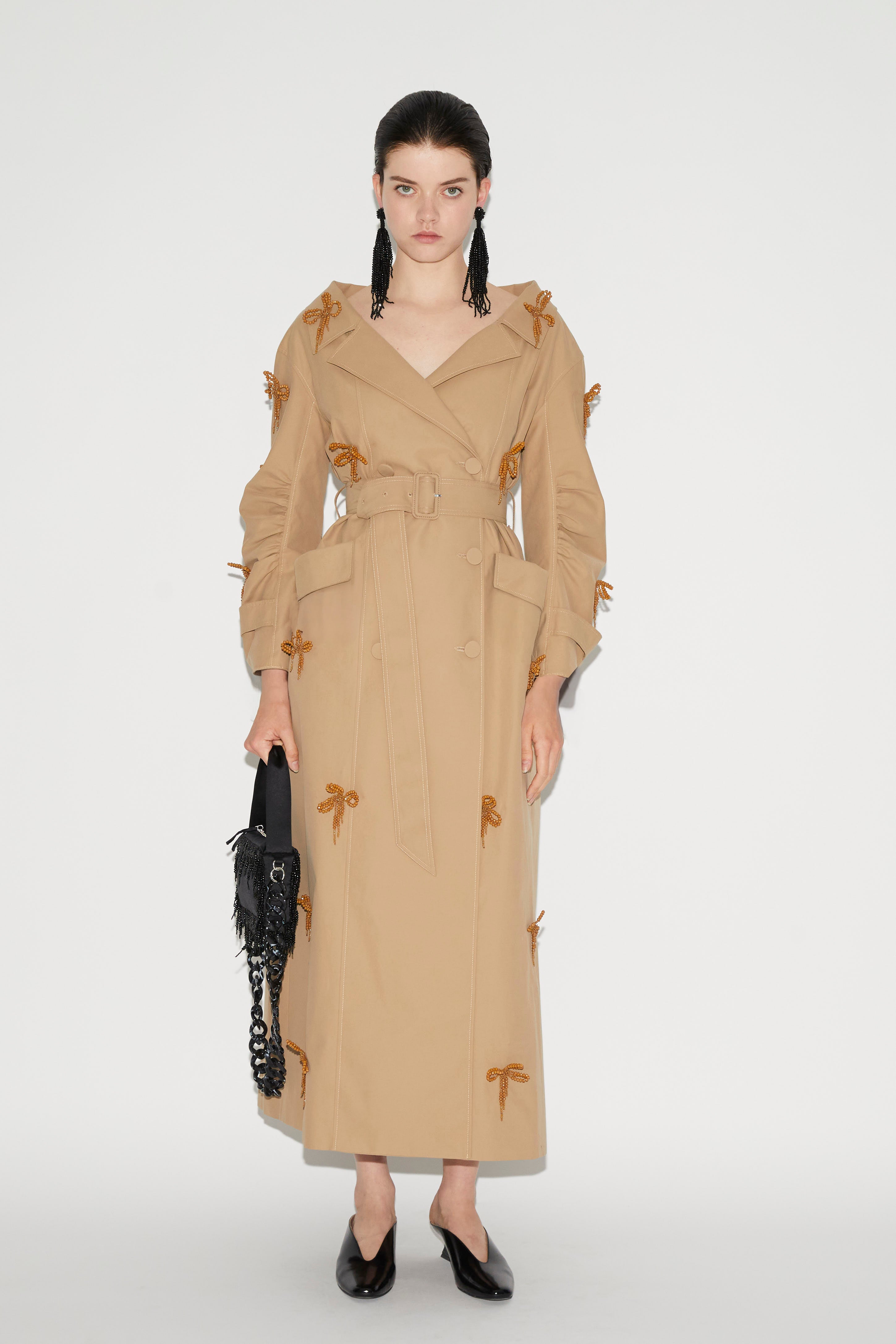 HARVEY TRENCH COAT SAND EMBROIDERED COTTON OUTERWEAR – HUISHAN ZHANG