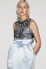 MARIS DRESS ICE BLUE EMBROIDERED DUCHESSE