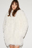 SELINA COAT IVORY FAUX FUR AND FEATHERS