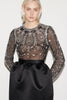 STARLA DRESS BLACK EMBROIDERED DUCHESSE