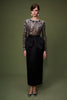 STARLA DRESS BLACK EMBROIDERED DUCHESSE