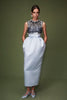 MARIS DRESS ICE BLUE EMBROIDERED DUCHESSE