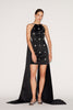 POLLY DRESS BLACK EMBROIDERED DUCHESSE