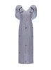ROSELLA DRESS PALE BLUE EMBELLISHED METALLIC TAFFETA