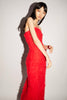 MONICA DRESS CRIMSON RED EMBROIDERED TULLE