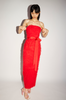 MONICA DRESS CRIMSON RED EMBROIDERED TULLE