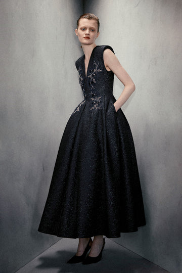 KYLE MIDI DRESS BLACK CLOQUE *PRE-ORDER*