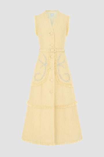 CORINTHE DRESS PALE YELLOW TWEED
