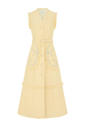 CORINTHE DRESS PALE YELLOW TWEED