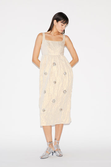 CELESTINA DRESS GOLD COTTON LUREX