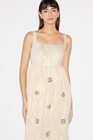 CELESTINA DRESS GOLD COTTON LUREX