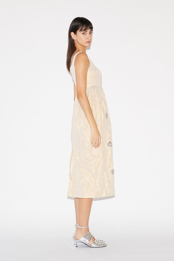 CELESTINA DRESS GOLD COTTON LUREX