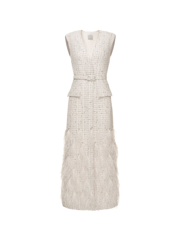 HANA MIDI DRESS WHITE TWEED