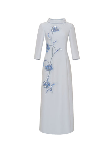 BRIANNA MIDI DRESS BLUE CREPE