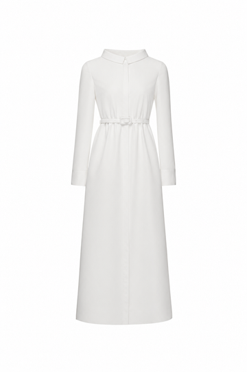 MADELINE MIDI DRESS WHITE FAILLE - WITHOUT BEADING