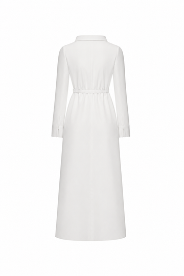 MADELINE MIDI DRESS WHITE FAILLE - WITHOUT BEADING