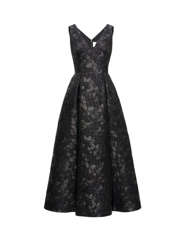 OMAYA MIDI DRESS BLACK CLOQUE