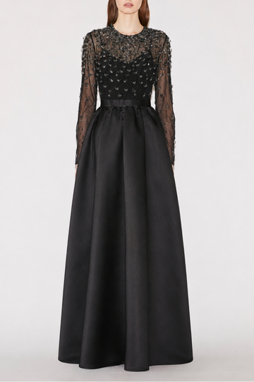 ELOISE FULL LENGTH DRESS BLACK DOUCHESSE