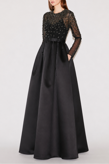 ELOISE FULL LENGTH DRESS BLACK DOUCHESSE