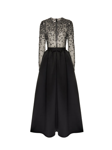 ELOISE MIDI DRESS BLACK DOUCHESSE