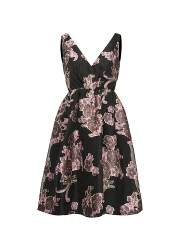 ROCHELLE MINI DRESS BLACK/PINK NOVELTY