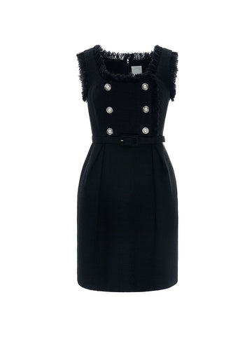 IRIS MINI DRESS BLACK LIGHTWEIGHT TWEED *PRE-ORDER*