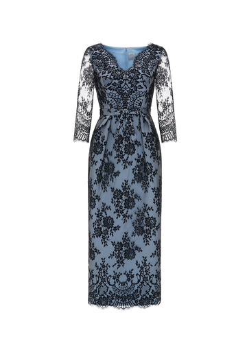 LINA DRESS BLACK/PALE BLUE LACE DOUCHESSE *PRE-ORDER*