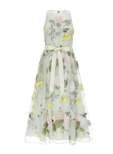 FLEUR MIDI DRESS MULTI FLOWER EMBROIDERED ORGANZA *PRE-ORDER*