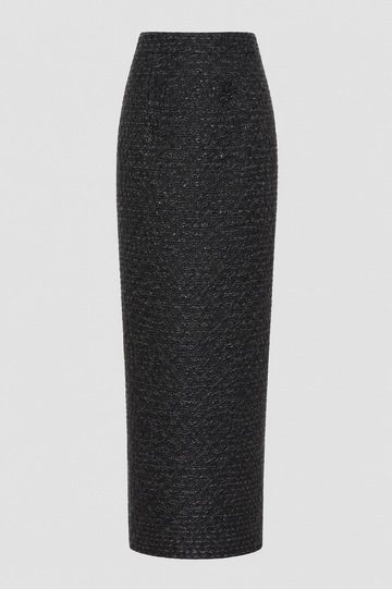 VANIA MIDI SKIRT BLACK CLOQUE