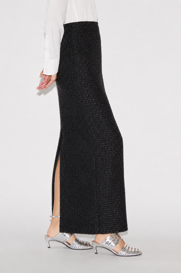 VANIA MIDI SKIRT BLACK CLOQUE