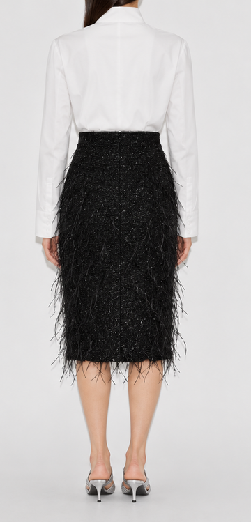 VANIA MIDI SKIRT BLACK CLOQUE