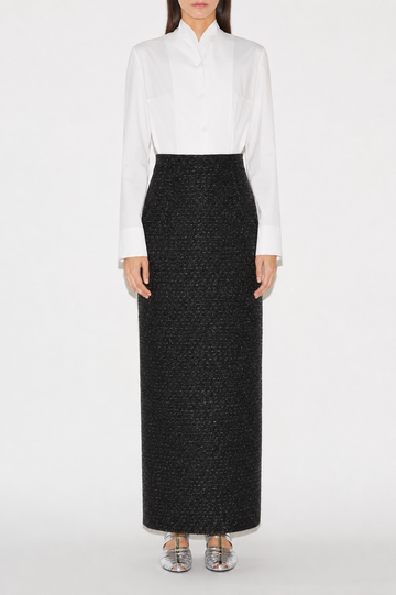 VANIA MIDI SKIRT BLACK CLOQUE