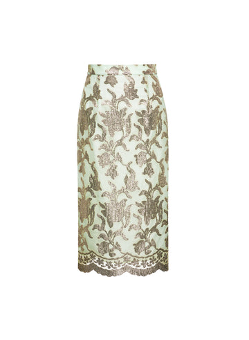 VANIA MIDI SKIRT GREEN/GOLD EMBELLISHED ORGANZA - PRE-ORDER