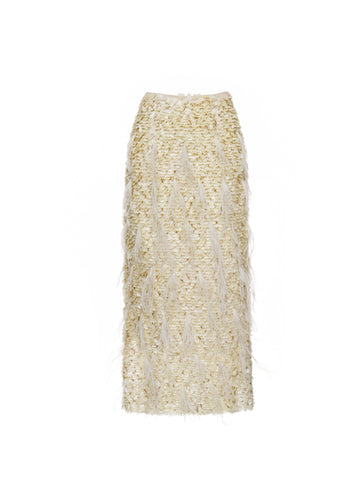 VANIA MIDI SKIRT IVORY SEQUINED