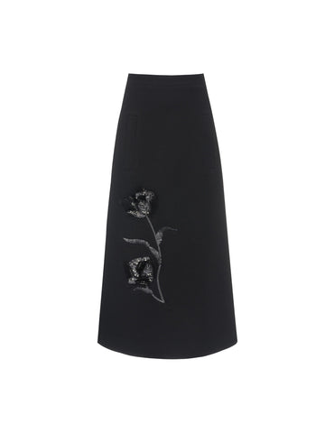 EVELINA MIDI SKIRT BLACK WOOL