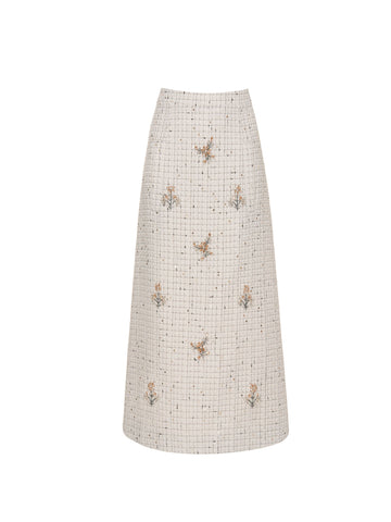EVELINA MIDI SKIRT WHITE TWEED