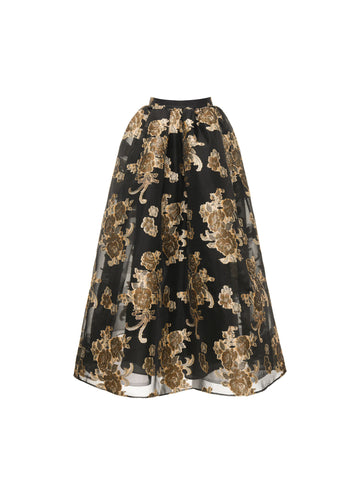 MIRIAM MIDI SKIRT BLACK AND GOLD FIL COUPE