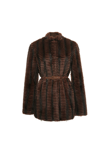 AMY JACKET BROWN FAUX FUR