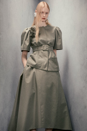 CLEO MIDI SKIRT SAGE GREEN NOVELTY TRENCH *PRE-ORDER*