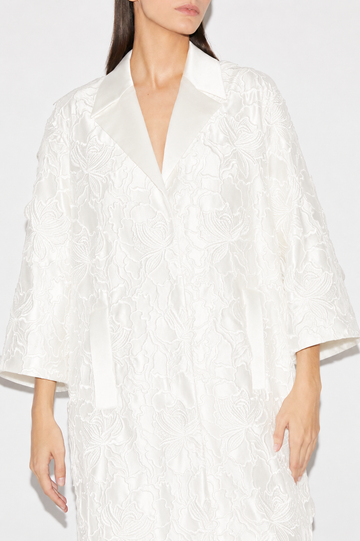LILIANE COAT WHITE EMBROIDERED DOUCHESSE
