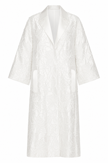 LILIANE COAT WHITE EMBROIDERED DOUCHESSE