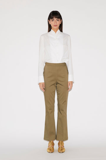 SOLANGE TROUSERS OLIVE STRETCH COTTON