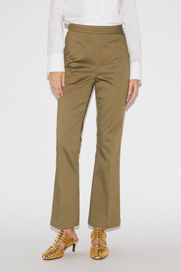 SOLANGE TROUSERS OLIVE STRETCH COTTON