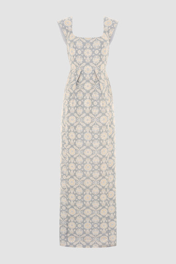 PATSY GOWN GREY JACQUARD
