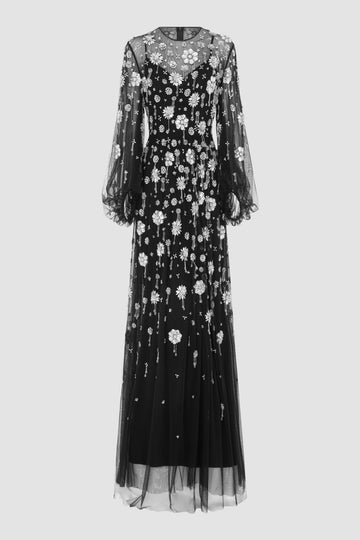 MICHELINE GOWN BLACK EMBELLISHED TULLE