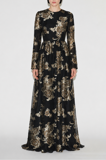 AMANDA GOWN BLACK/GOLD NOVELTY